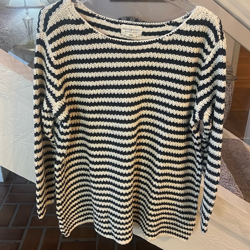 Coastal nautical Fishermans Ralph Lauren striped sweater xl